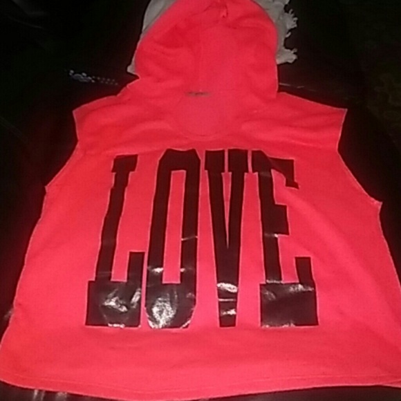 Neon orange shirt with hoodie size XL