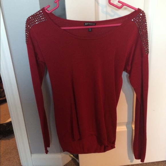 Express sweater with shoulder jewel accents