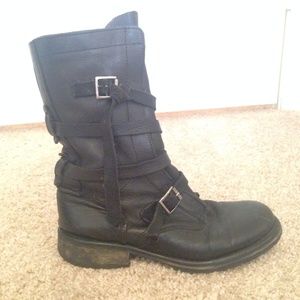 Black leather Steve Madden boots.