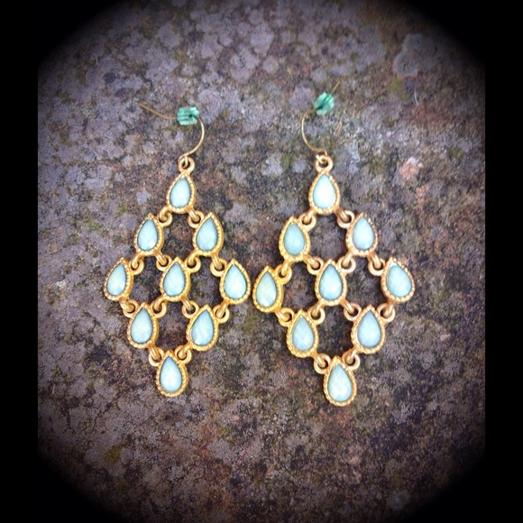 Mint Colored Dangling Hook Back Earrings - Picture 2 of 2