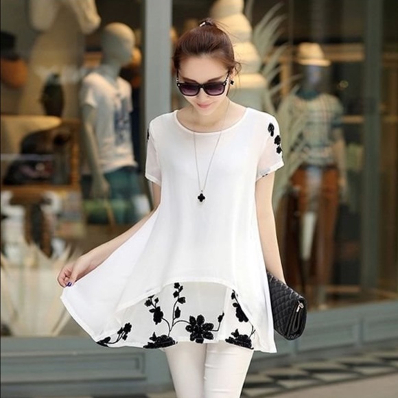 White  Elegant  Tunic Top