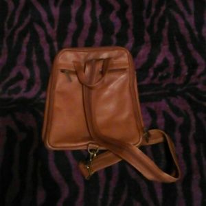 Brown genuine leather backpack purse