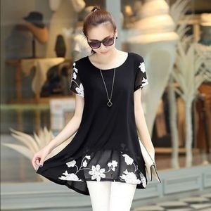 Black Elegant Tunic Top