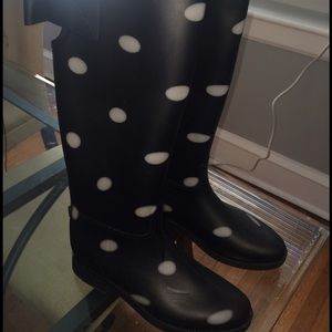 Black and white polka dot Rain boot