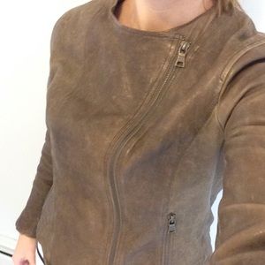 HP 🎉 Brown leather bomber & detachable fur collar
