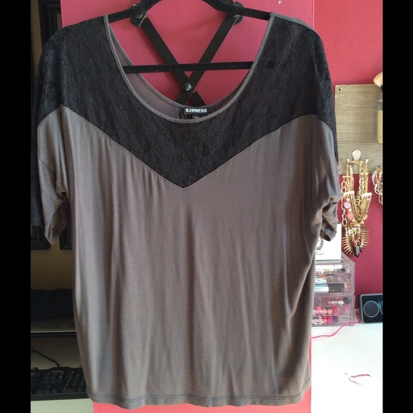 Gray and black top