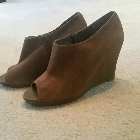 Banana Republic Shoes - Suede Peep Toe Wedge Booties