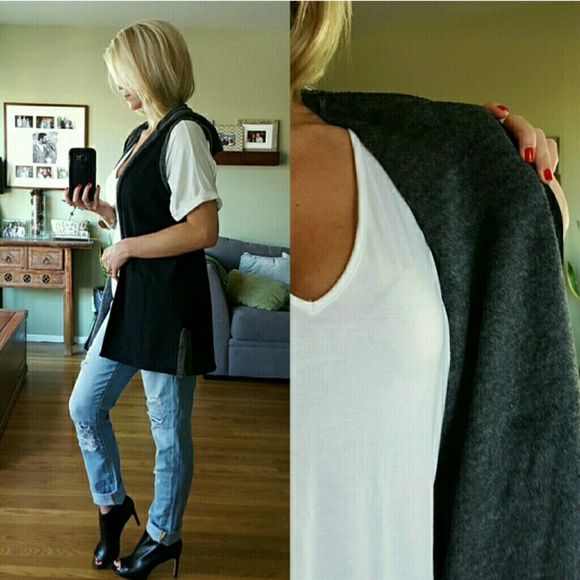 RESERVED Last One▪ Cozy-Soft Black & Graphite Vest - Picture 3 of 4