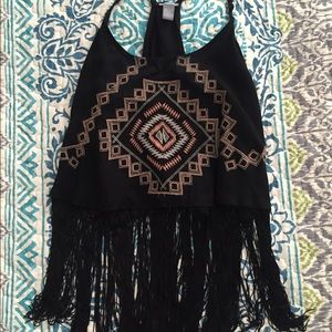 Aztec print top with fringe
