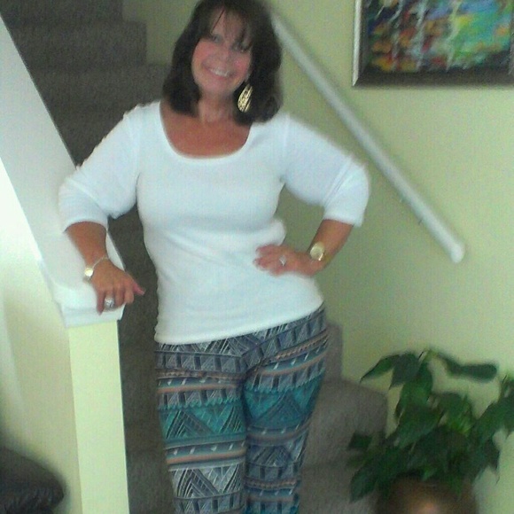 Aztec print orange and aqua pant