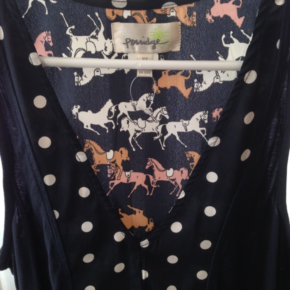 Anthro Polka Dots and Horses Print Tank Top XS