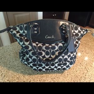 Authentic Black & Silver Coach Handbag