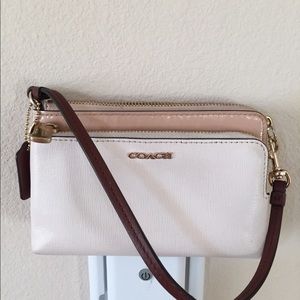 Double pocket zip Coach Wristlet
