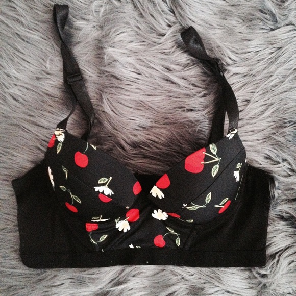 Cherry Mesh Push-Up Bra