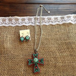Cross Necklace w/ Earrings