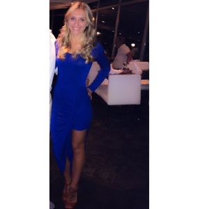 Arden B high low jersey royal blue dress