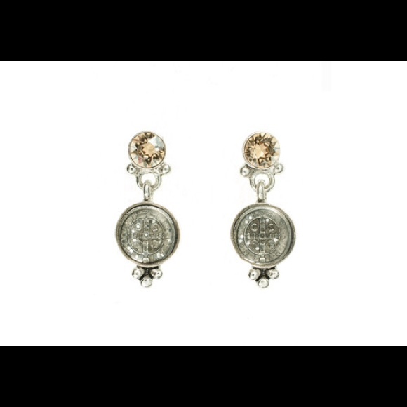 Brand New San Benito Post Earrings, Silver, Topaz