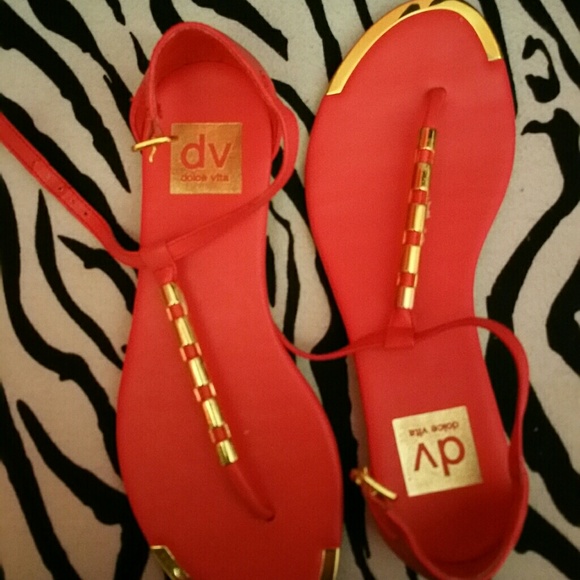 Coral sandals.