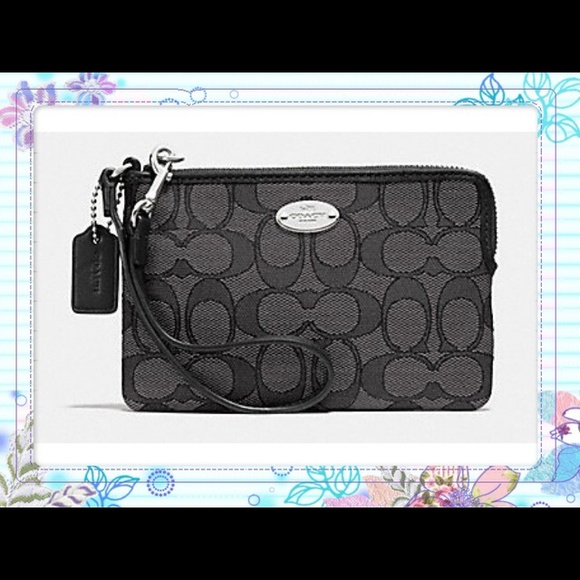 Coach Signature Outline C Corner Zip Wristlet - Picture 1 of 4