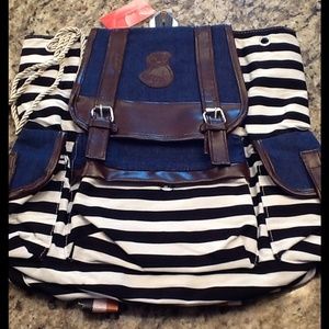 Navy Blue and White Backpack