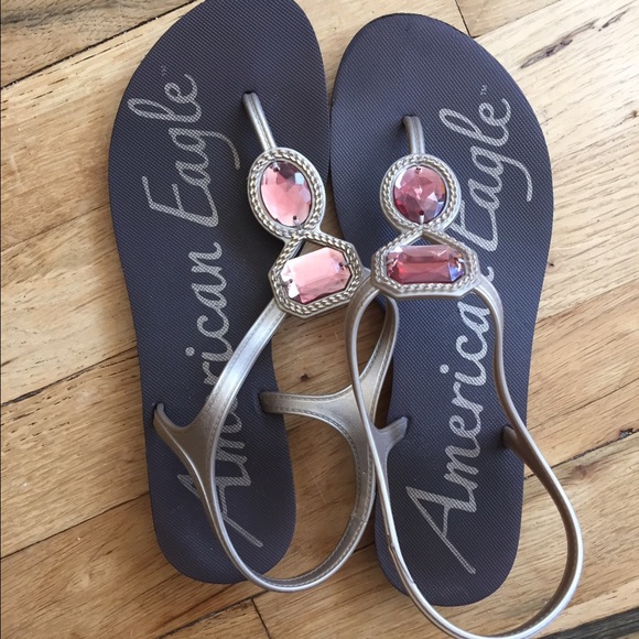 Gold plastic gem sandals