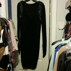BCBG jersey beaded pencil black dress