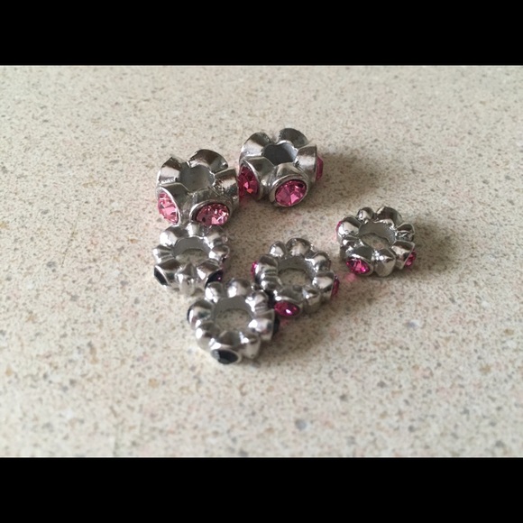 Pink and silver flower shaped beads!