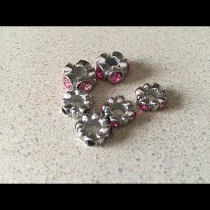 Pink and silver flower shaped beads!