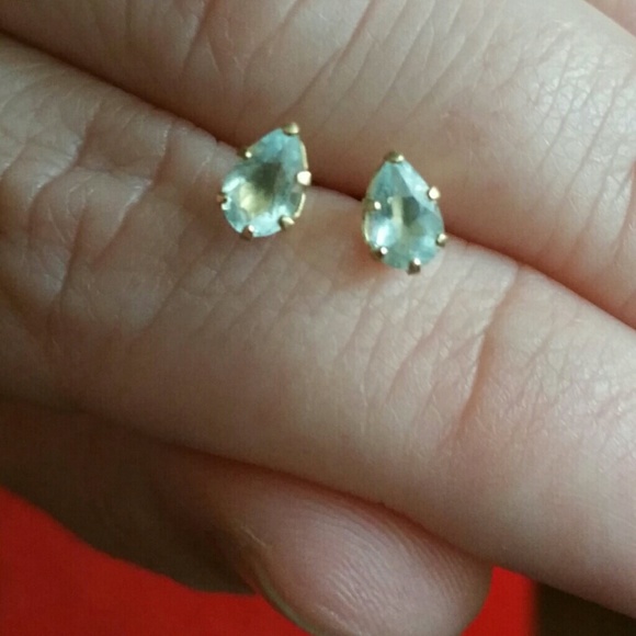 14k stamped genuine aquamarine earrings