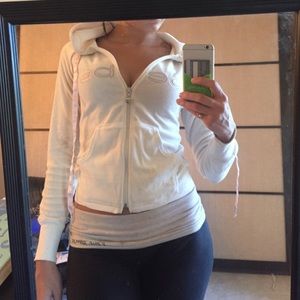 White Bebe Velour Hoodie