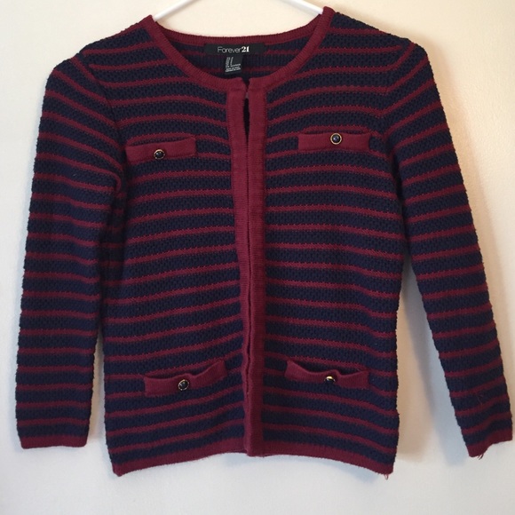 Forever21- red and blue stripe cardigan
