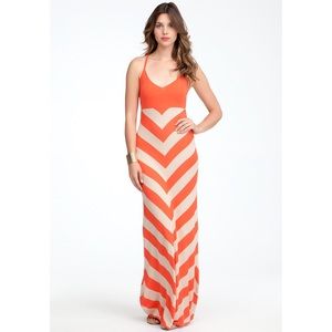 Bebe orange chevron stripe maxi sweater dress