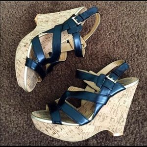 Ninewest black wedge heels