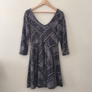 Deep V-Neck Skater Dress