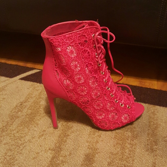 Navy and Red Lace Booties