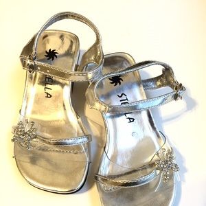 Silver and clear plastic shoes