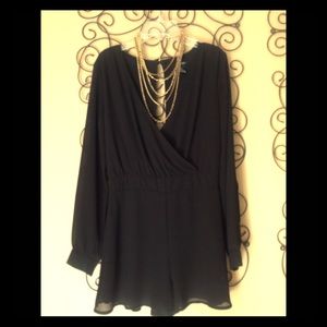 Long sleeve plunge neck romper