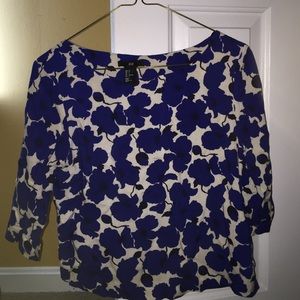 H&M floral print mid crop blouse