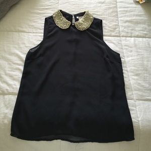 Dizzy Lizzy Pearl Collared Navy Top