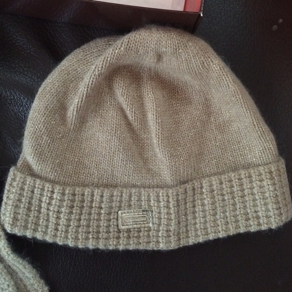 Authentic Coach gold winter hat and scarf