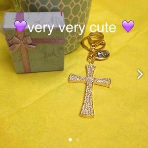 Crystal cross purse charm or Keychain