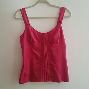 Ann Taylor Loft Hot pink silky zip tank.