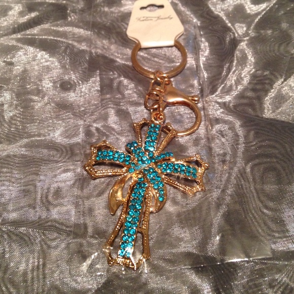 Crystal Cross purse charm or key chain