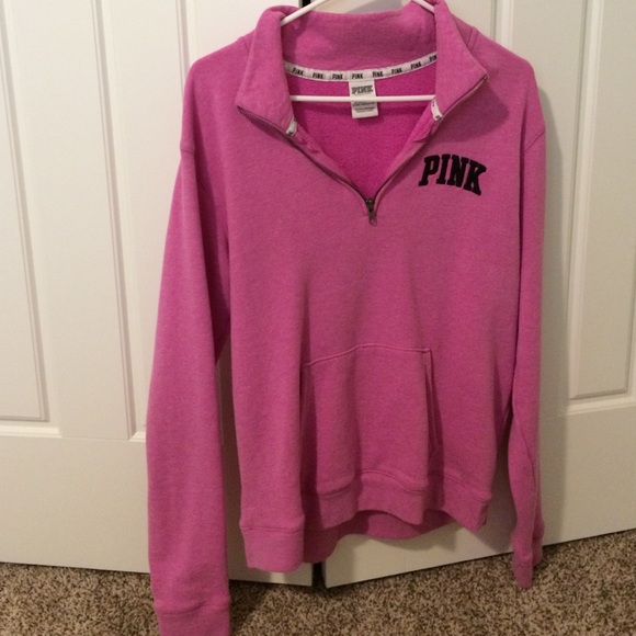 1/4 zip pink sweatshirt