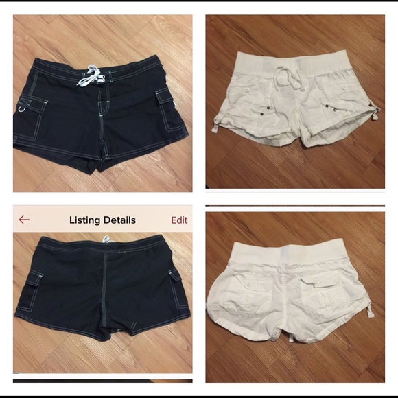 Black swim shorts & white shorts (not swim shorts)
