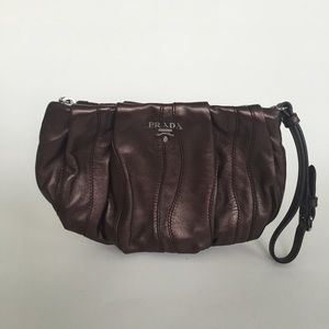 Prada Bronze Metallic Clutch with dust bag