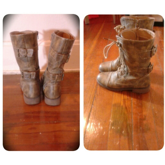 Chic Multi-Shade Leather Combat Boots