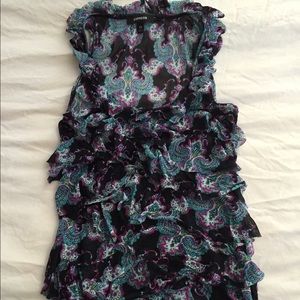 Express ruffle paisley tank
