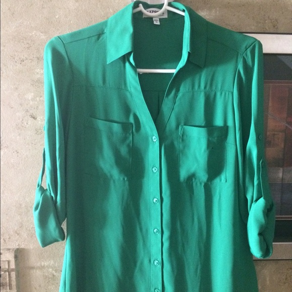 Express Porto fino green button down blouse