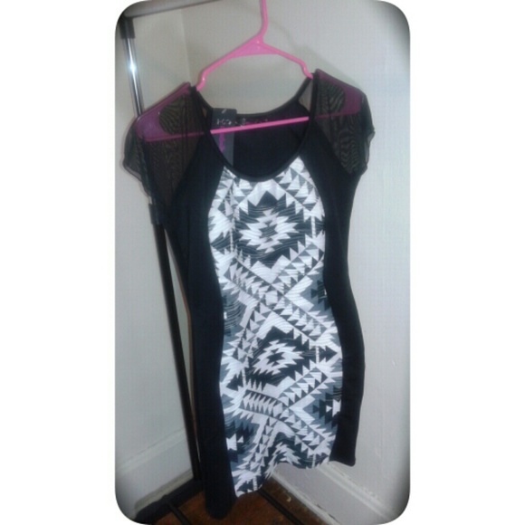 Black and White Aztec Print Dress